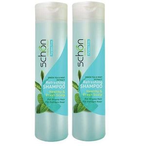 شامپو تقویت کننده مو شون مدل green tea and mint حجم 400 میلی لیتر مجموعه 2 عددی